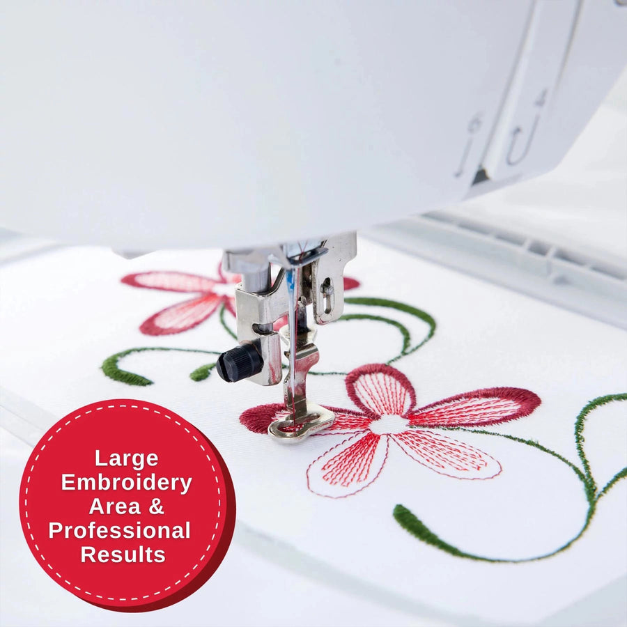 Singer SE9185 stitching a multicolour floral embroidery design