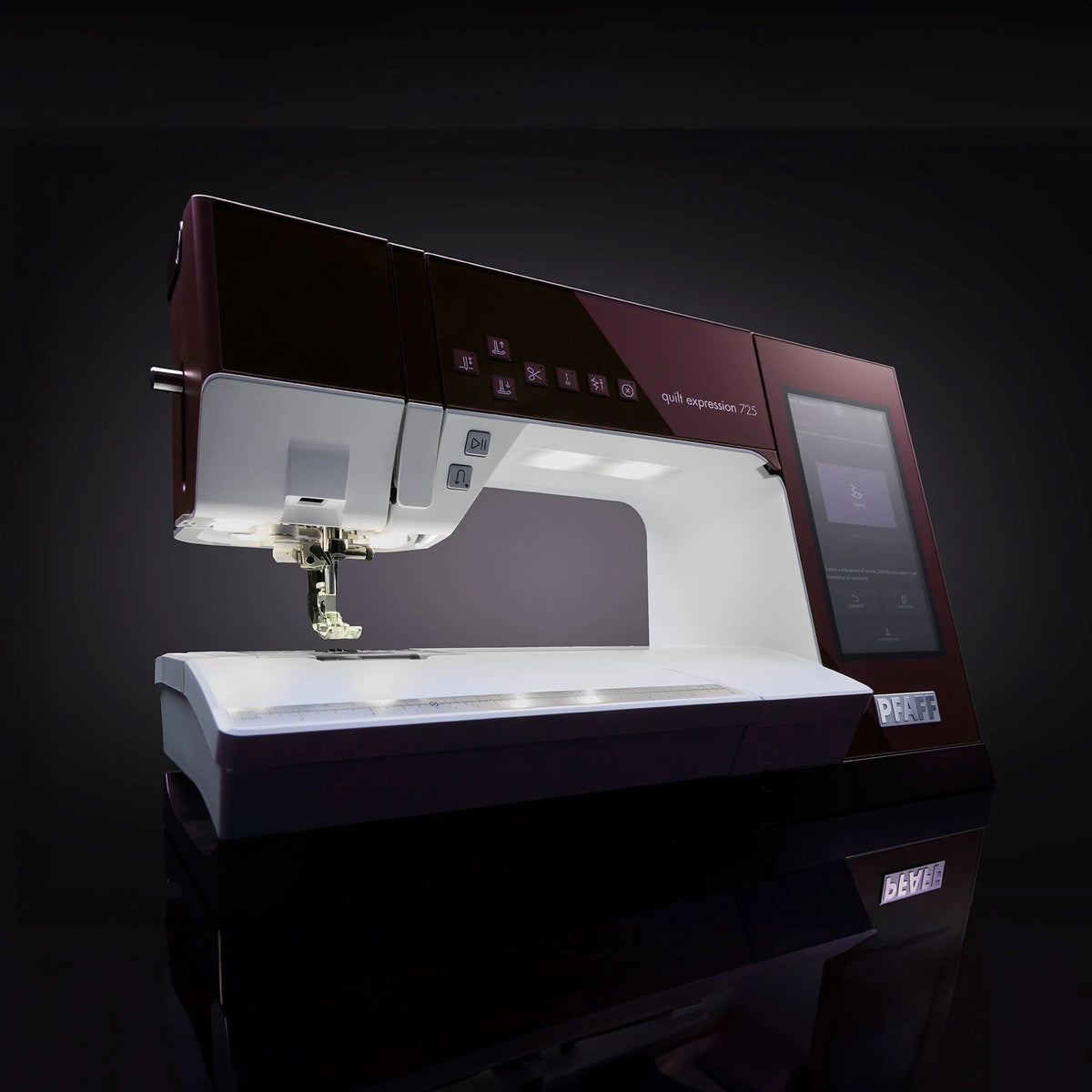 PFAFF quilt expression 725 illuminated work area and touchscreen